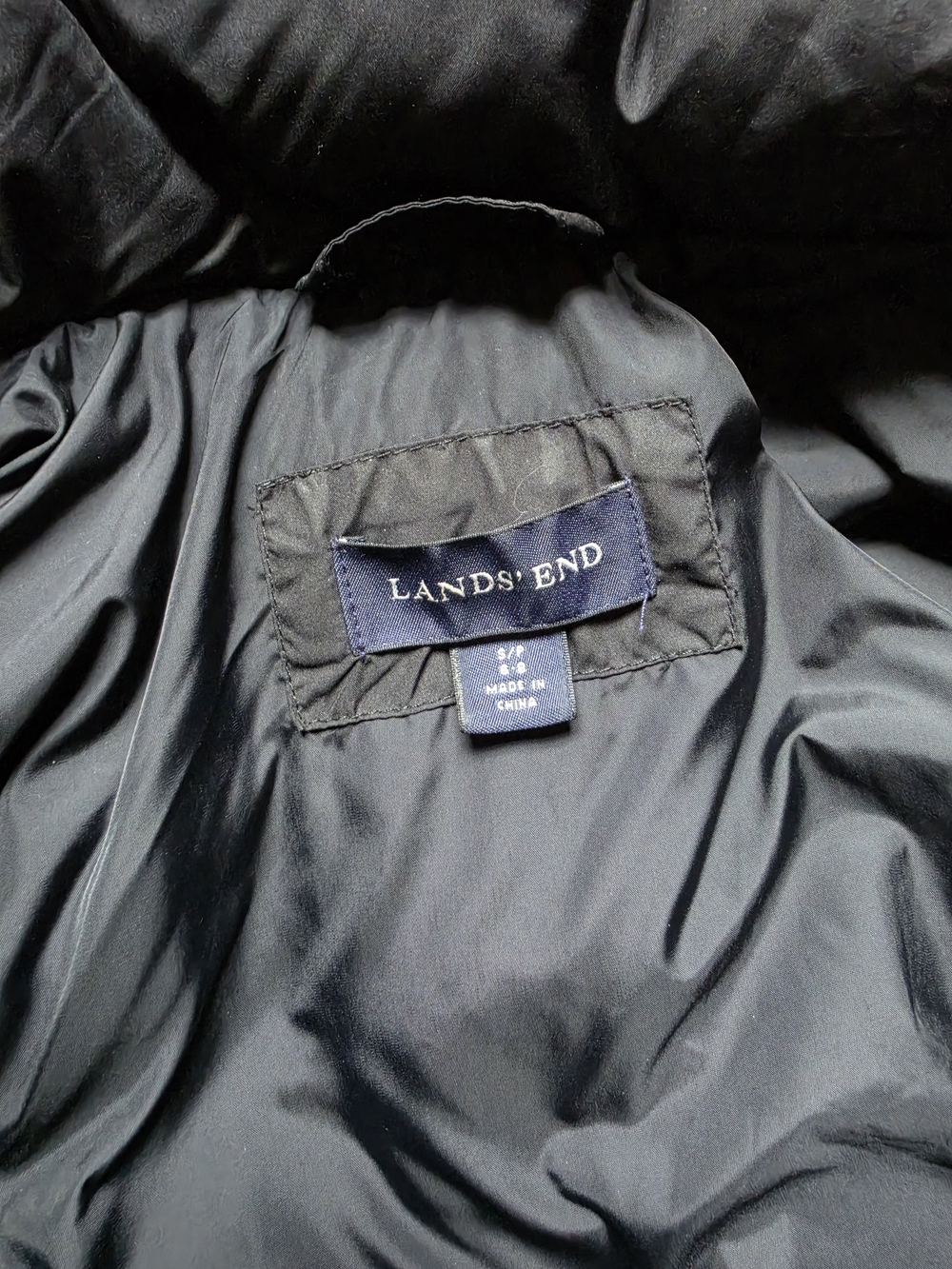 Lands' End Women's Black Long Hooded Puffer Coat - Picture 4 of 5